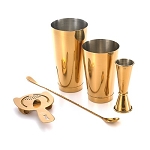Mercer M37101GD - Barfly Basics Set, 5-piece, 18/8 stainless steel core, color gift box, gold-plated finish